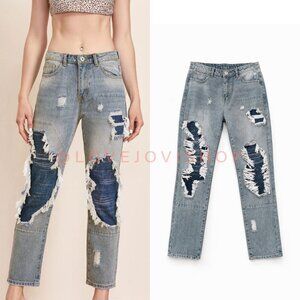 Under $20 Gem! Shein Distressed Straight Leg Jeans | 2000s Grunge Indie Sleeze L